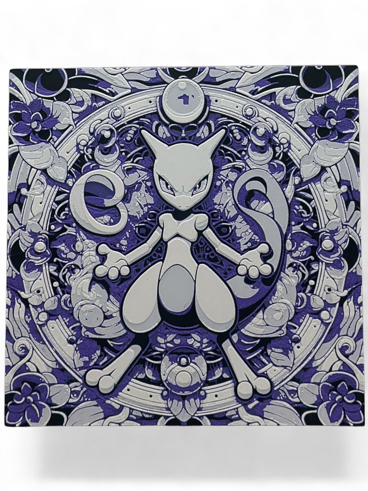 Mewtwo 3D artwork in wood frame