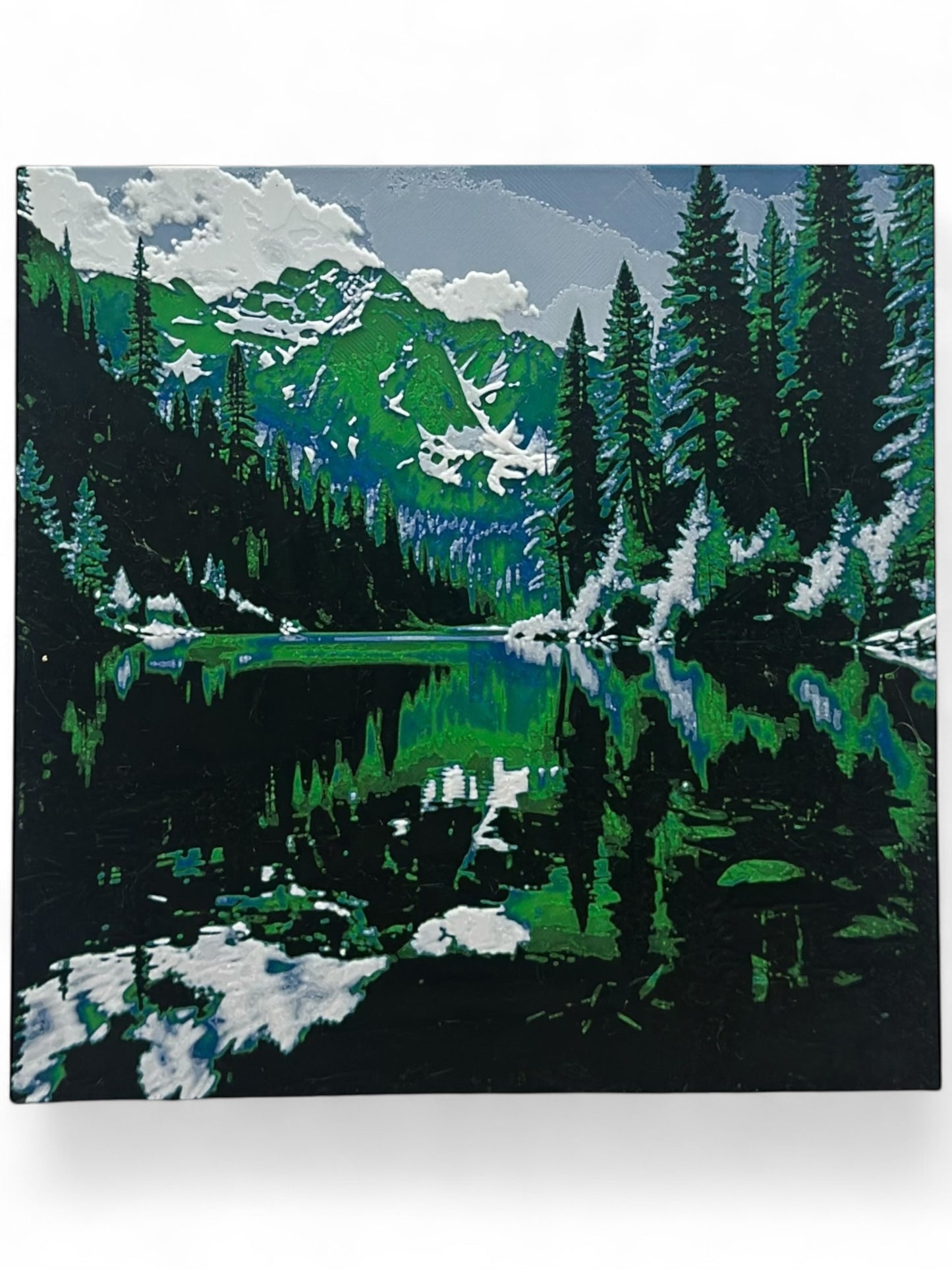 Lake Scenery 3D artwork in wood frame