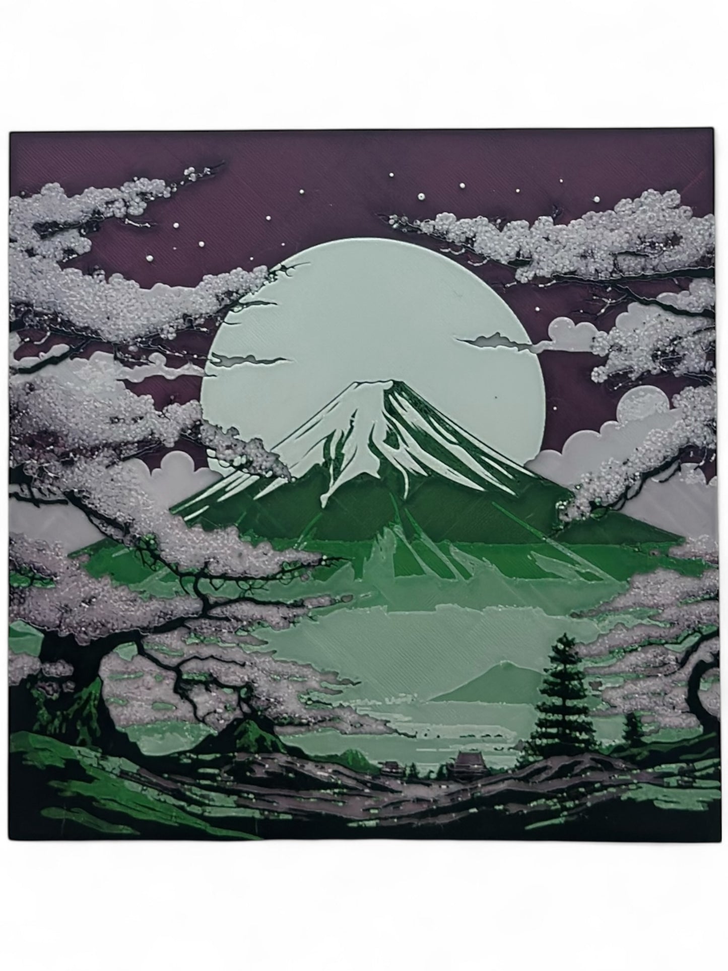 Mt Fuji 3D artwork in wood frame