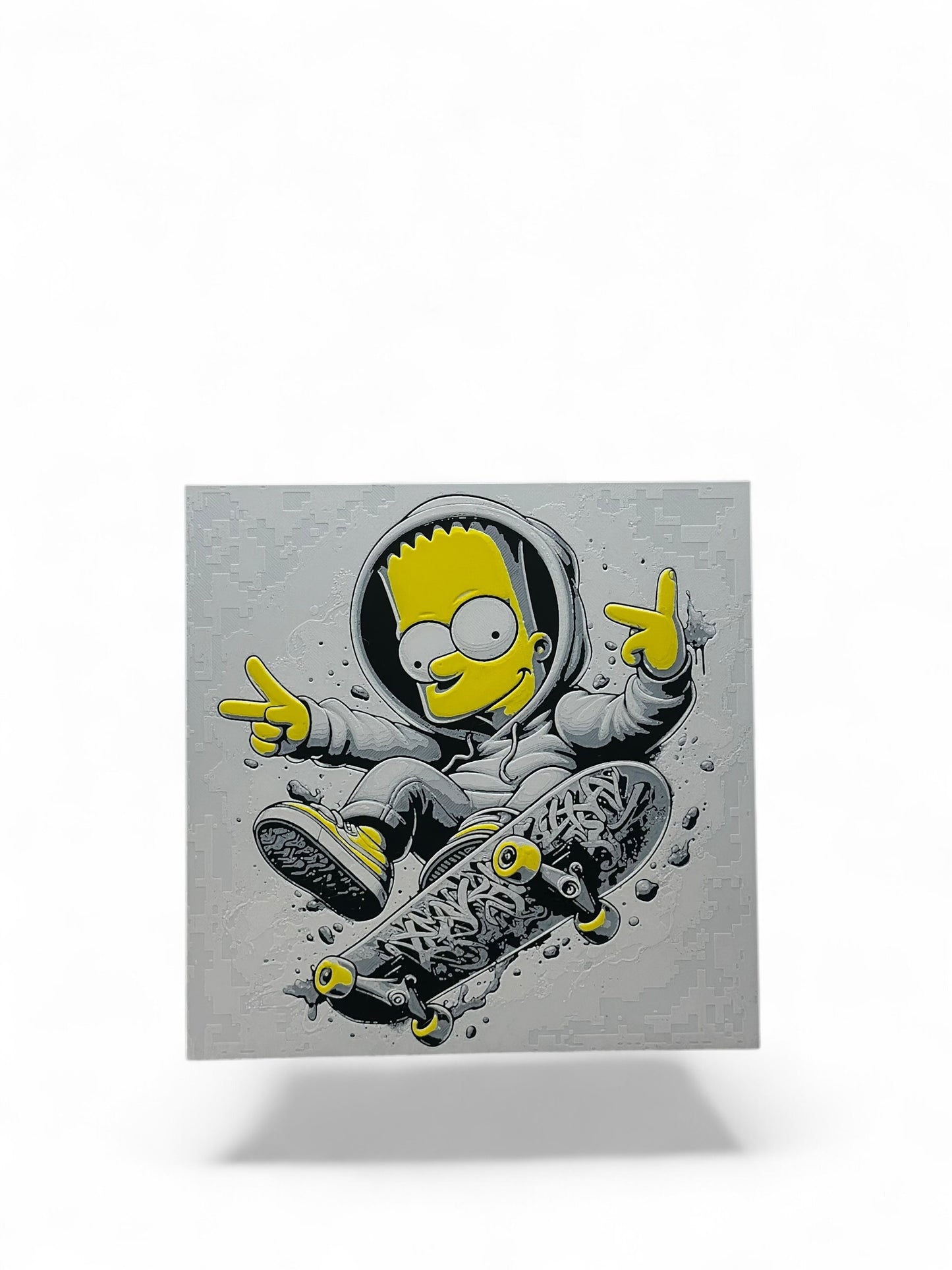 Skater Bart 3D artwork in wood frame