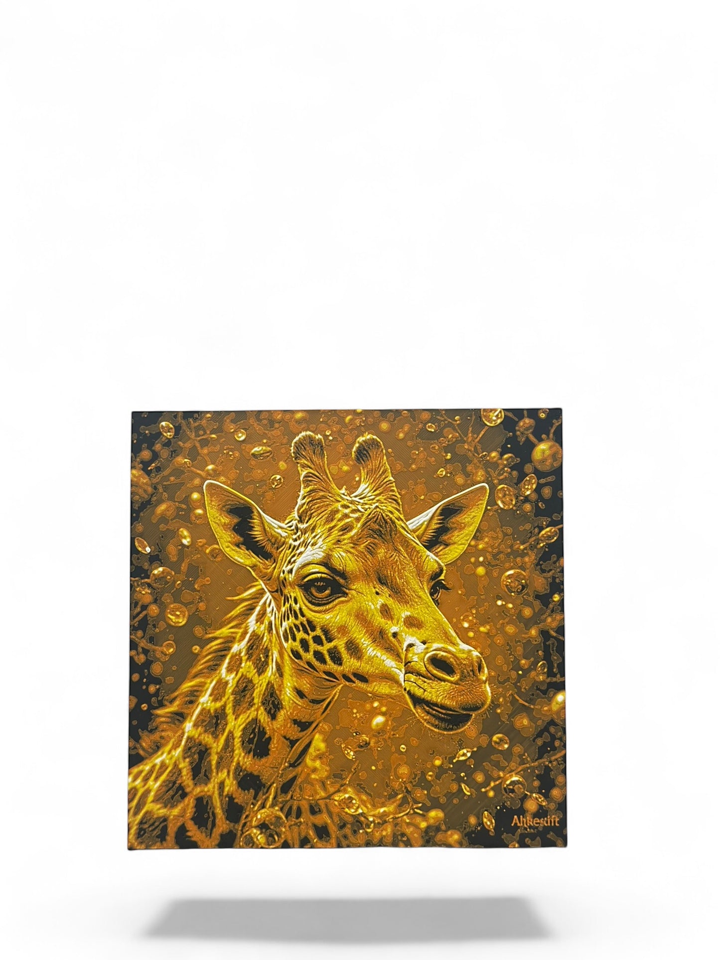 Giraffe 3D artwork in wood frame