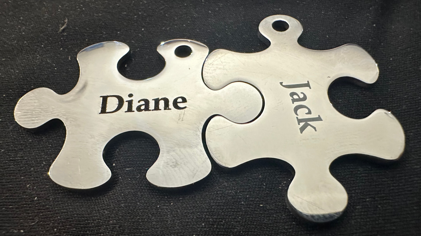 2 Piece Puzzle Necklace Charm