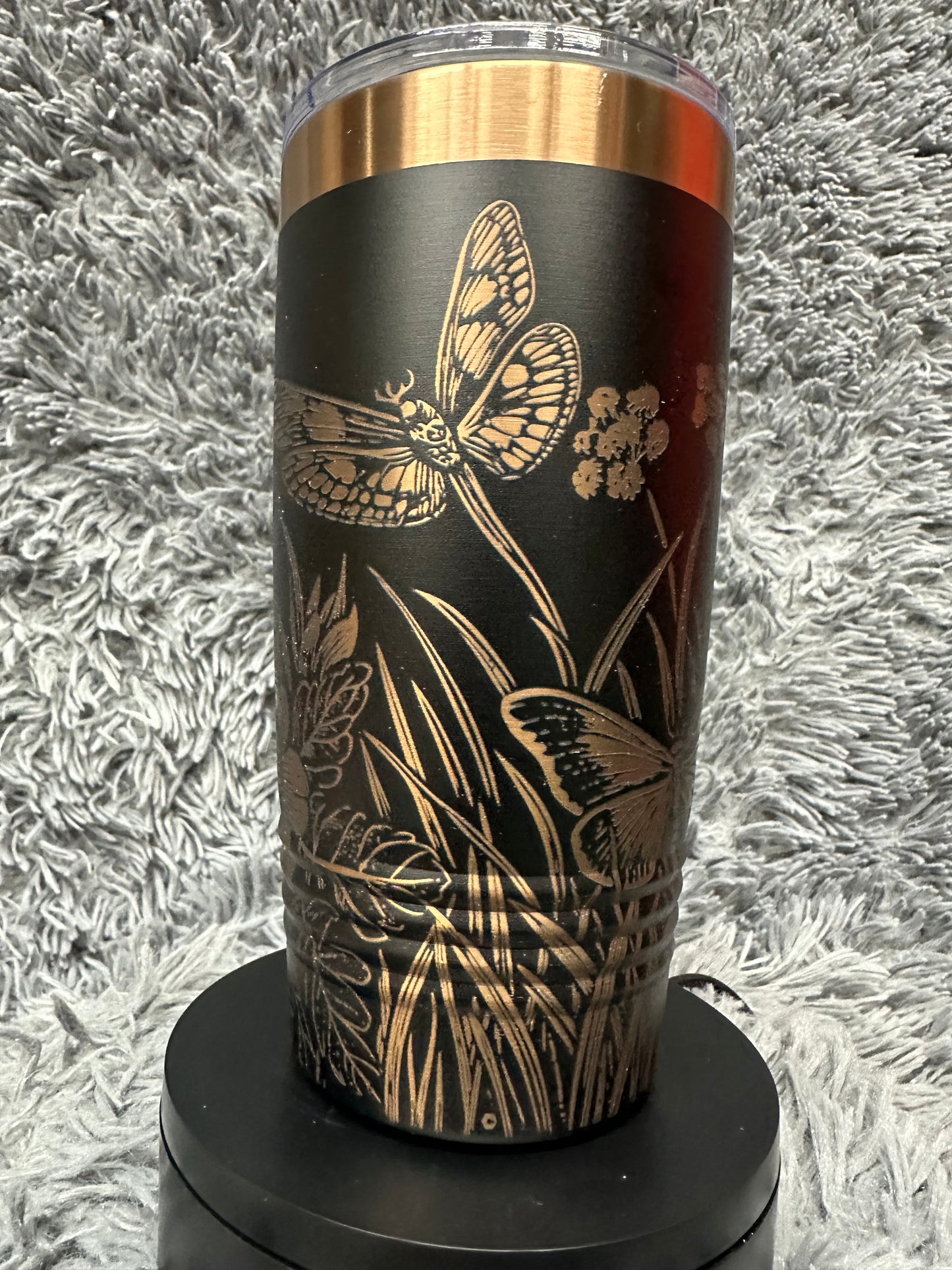 20 oz Tumbler - Rose Gold - Butterflies and Dragon Flies