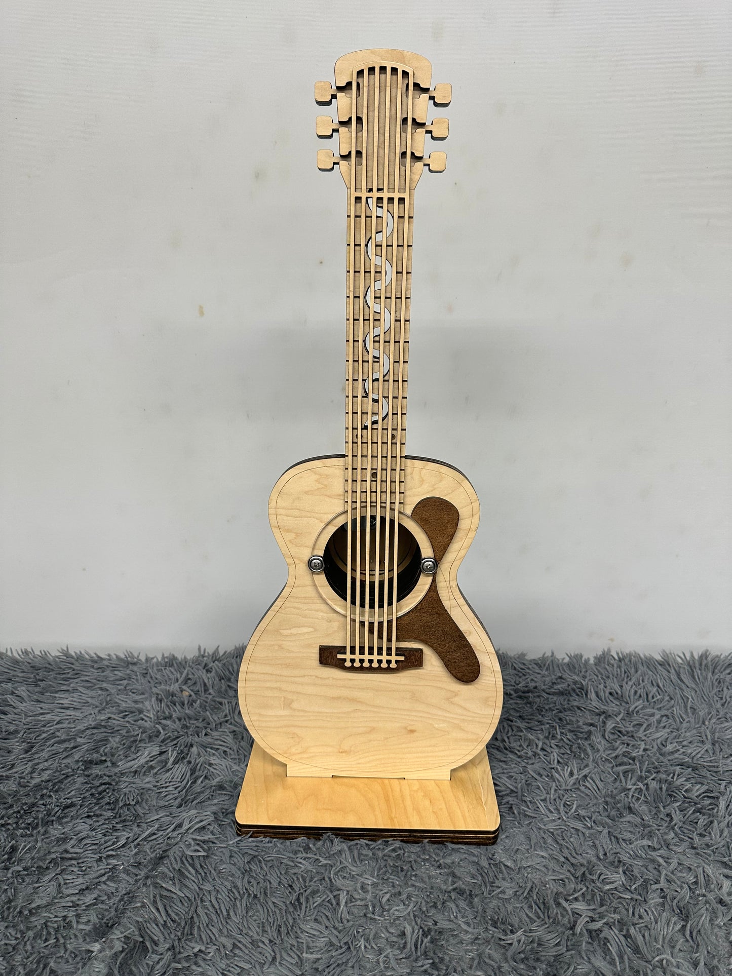 30” guitar wood coin locking bank