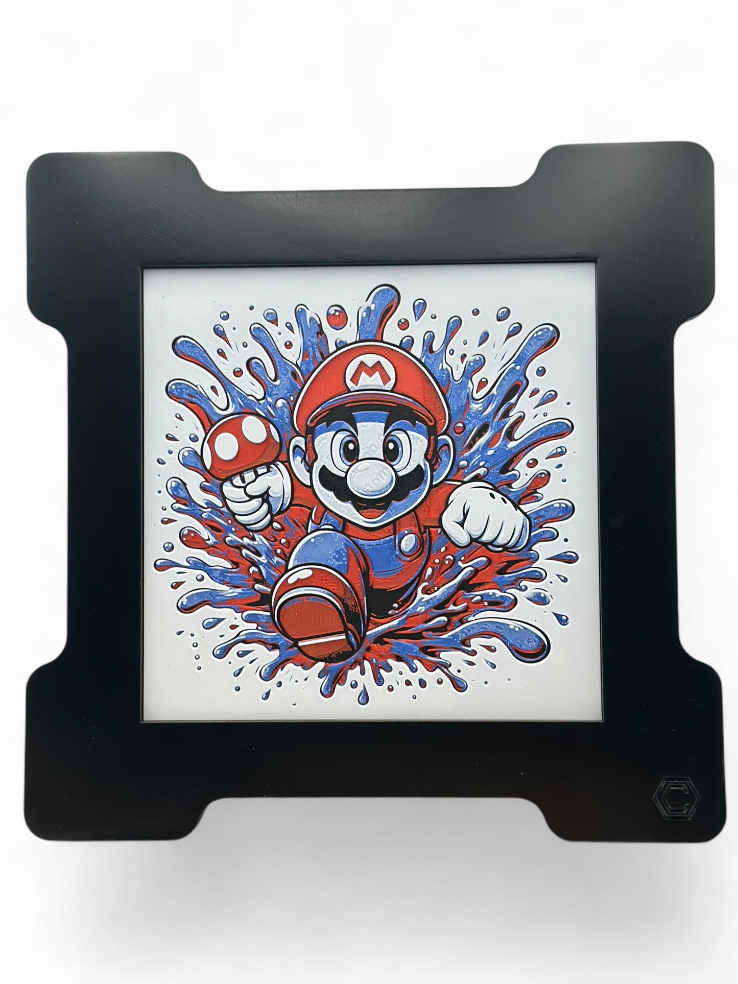 Mario Splash 3D artwork in wood frame