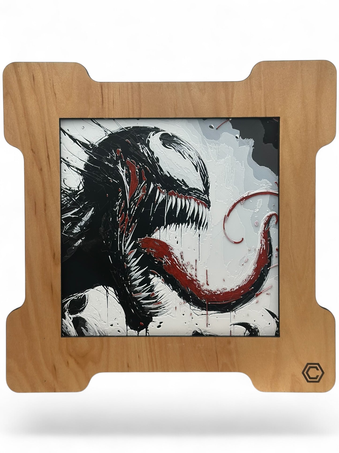 Venom 3D artwork in wood frame