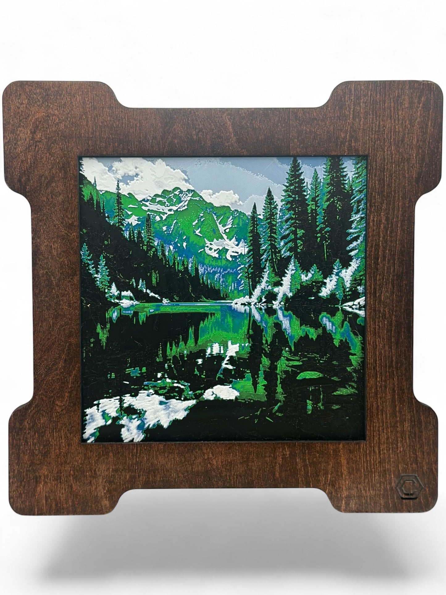 Lake Scenery 3D artwork in wood frame