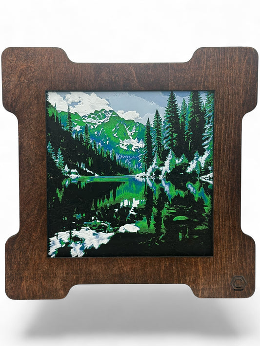 Lake Scenery 3D artwork in wood frame