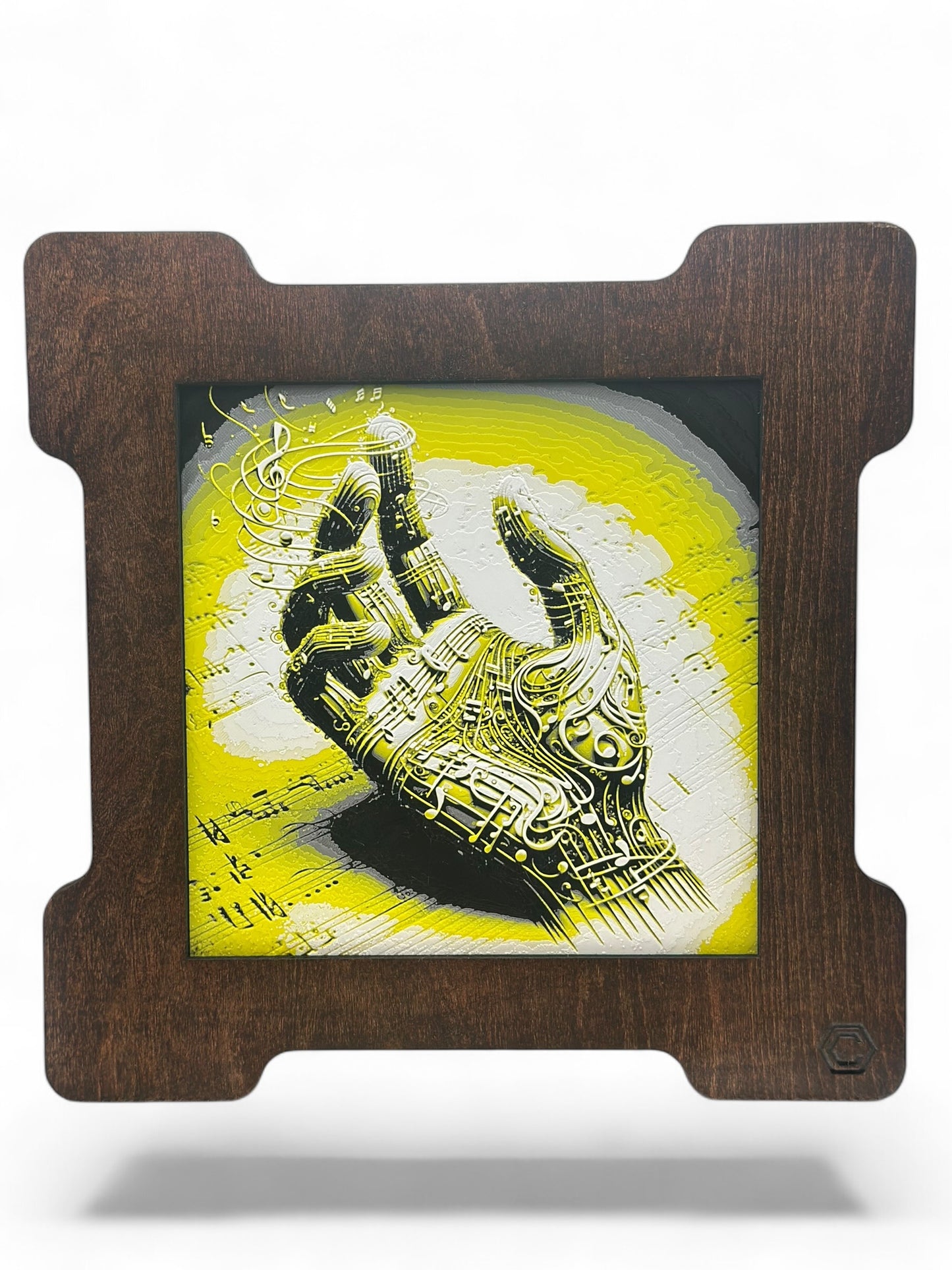 Music Hand 3D artwork in wood frame
