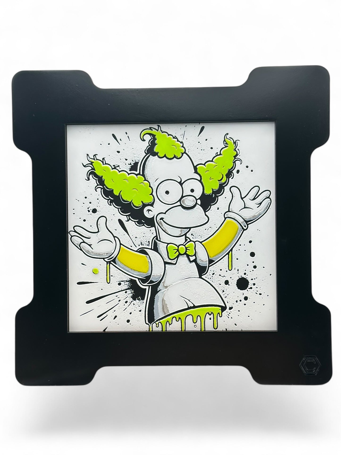 Krusty 3D artwork in wood frame
