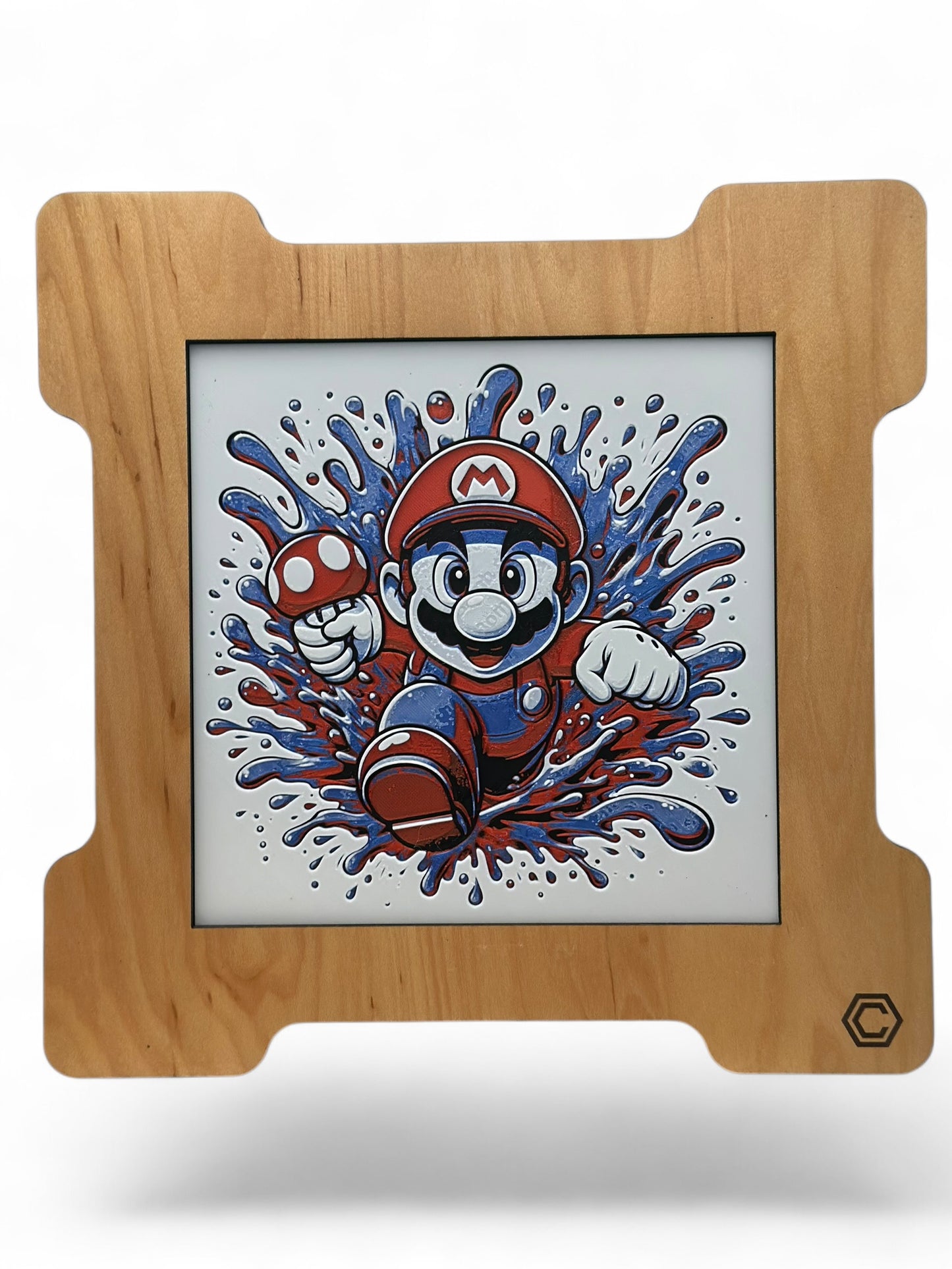 Mario Splash 3D artwork in wood frame