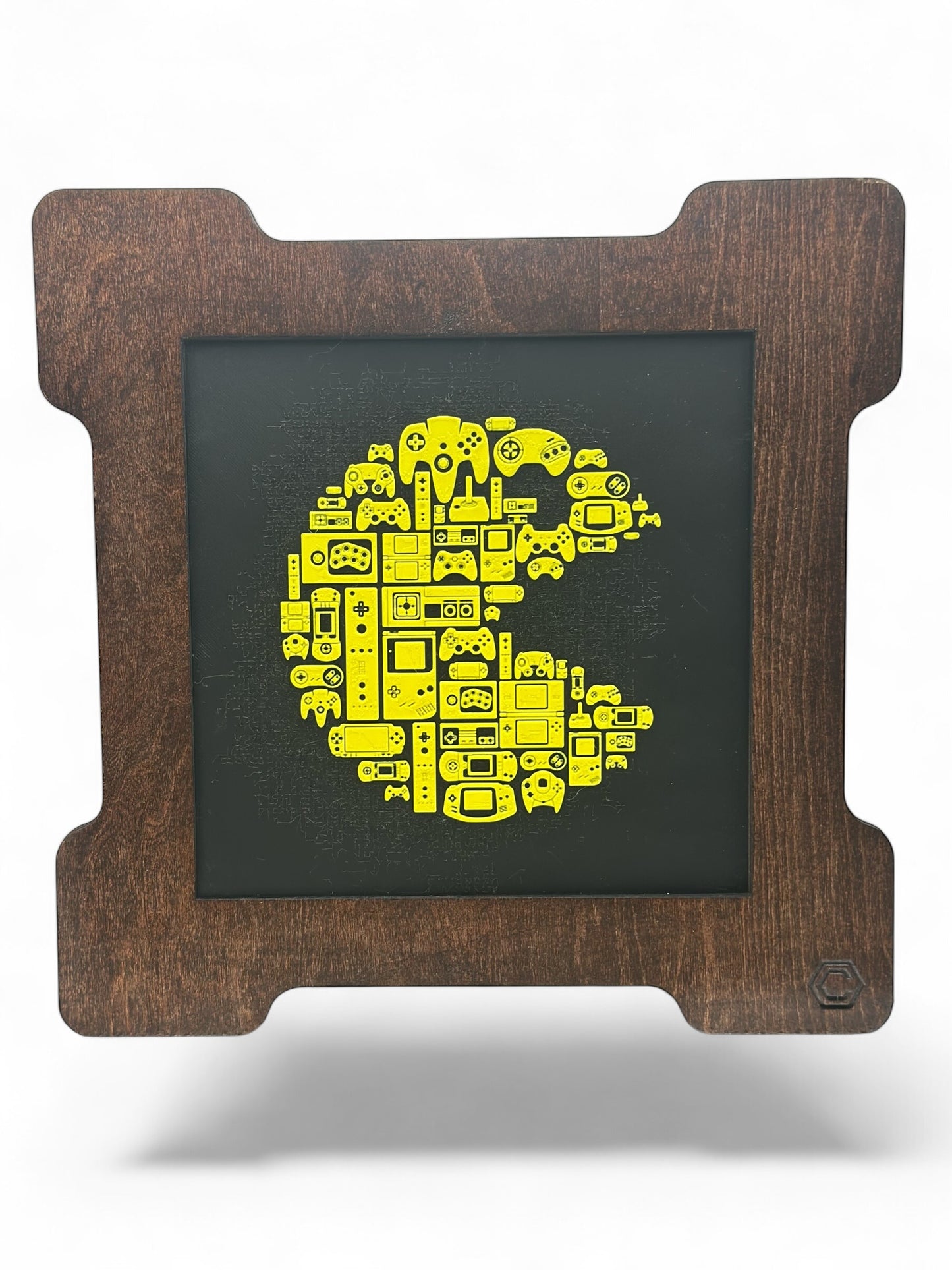 Pac Man 3D artwork in wood frame