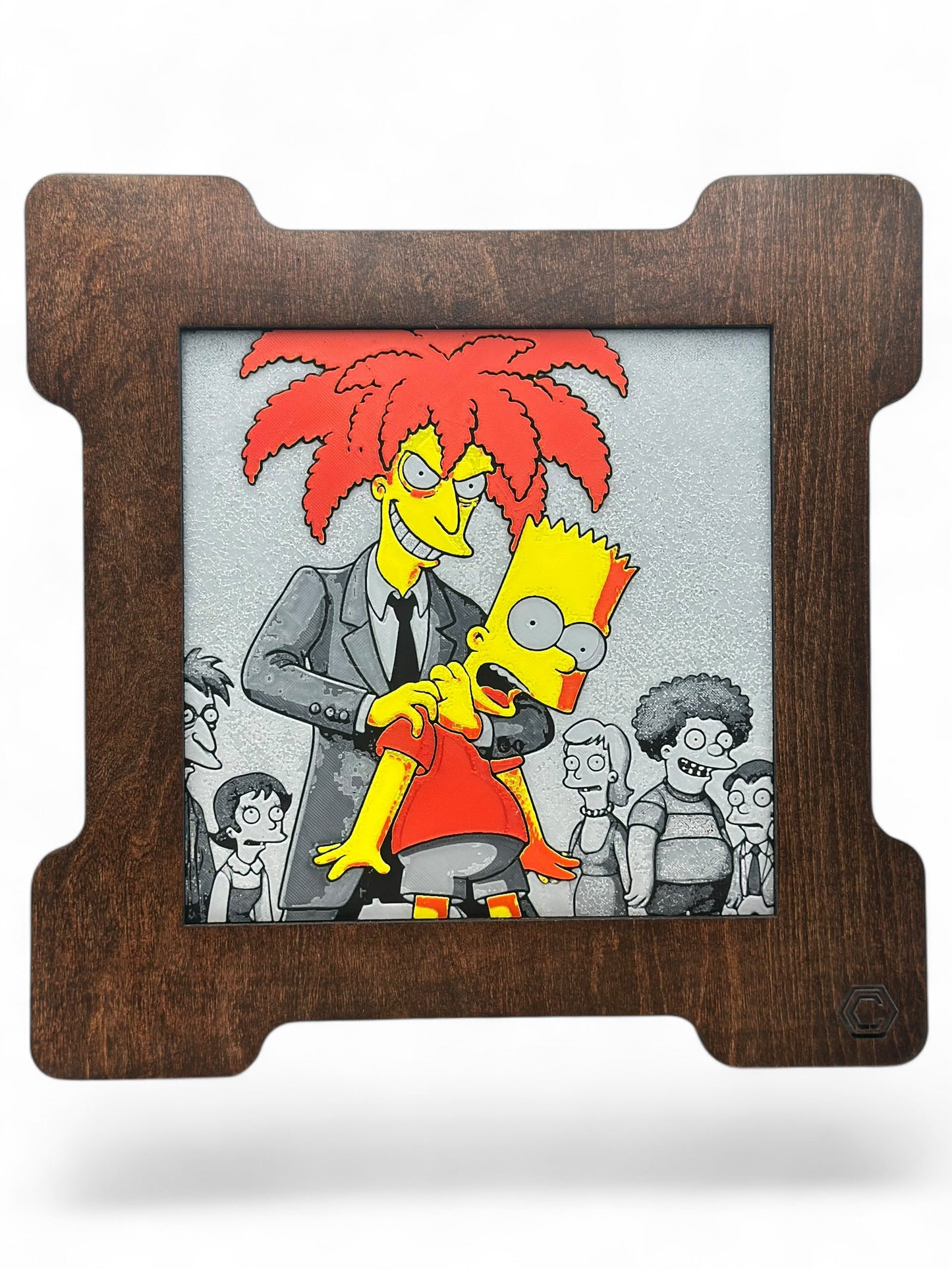 Side Show Bob 3D artwork in wood frame