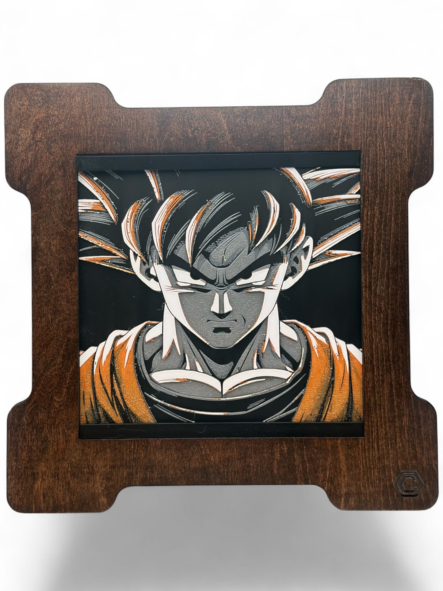 Goku 3D artwork in wood frame