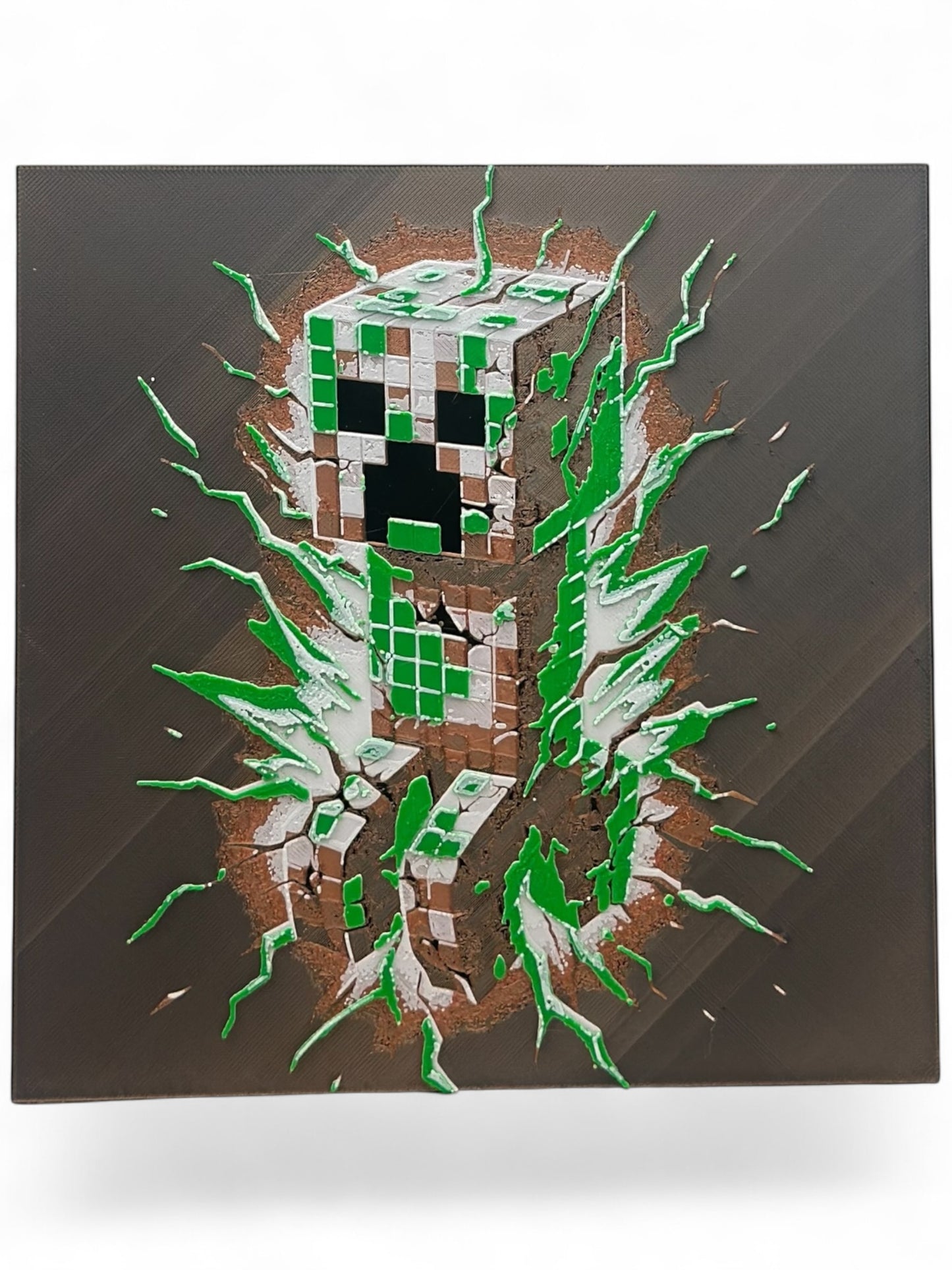Creeper 3D artwork in wood frame