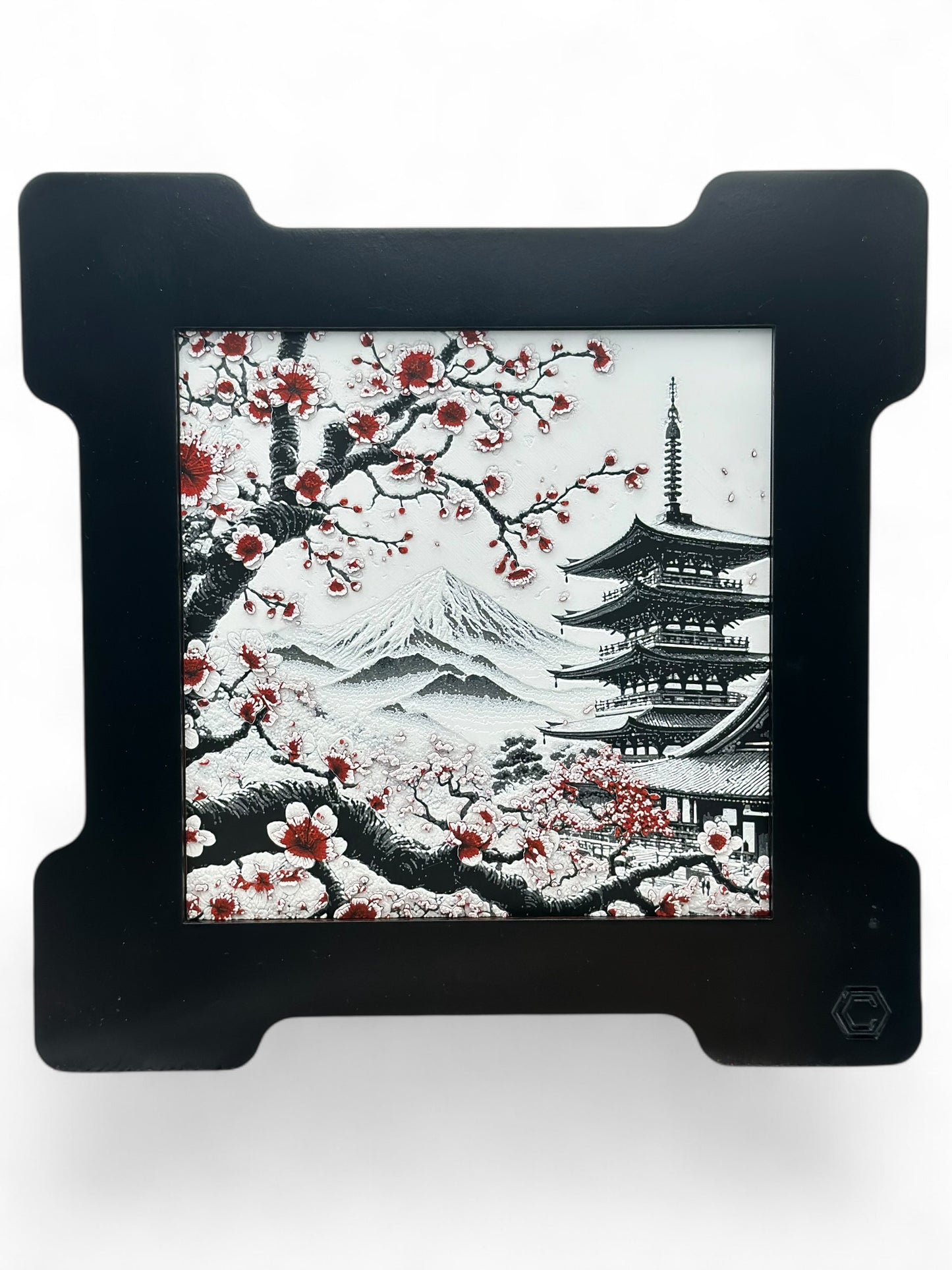 Japanese Cherry Blossom 3D artwork in wood frame