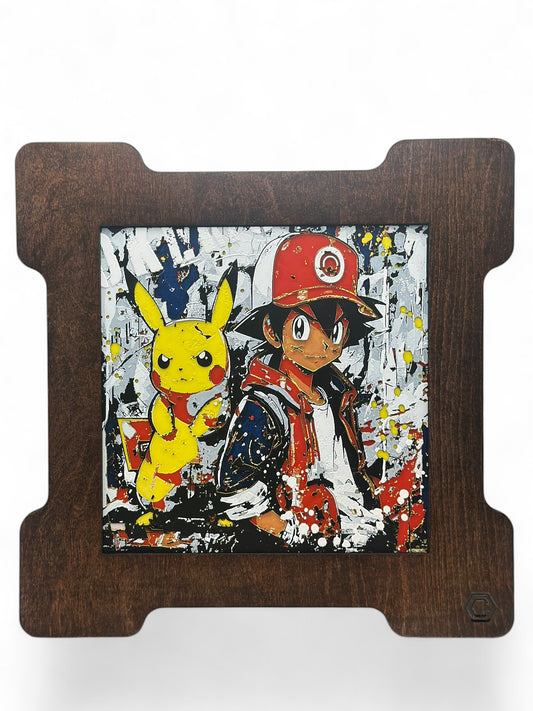 Anime Trio 3D artwork in wood frame