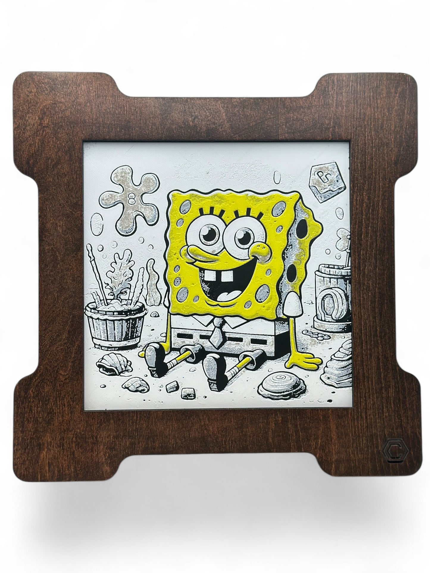 Spongebob 3D artwork in wood frame