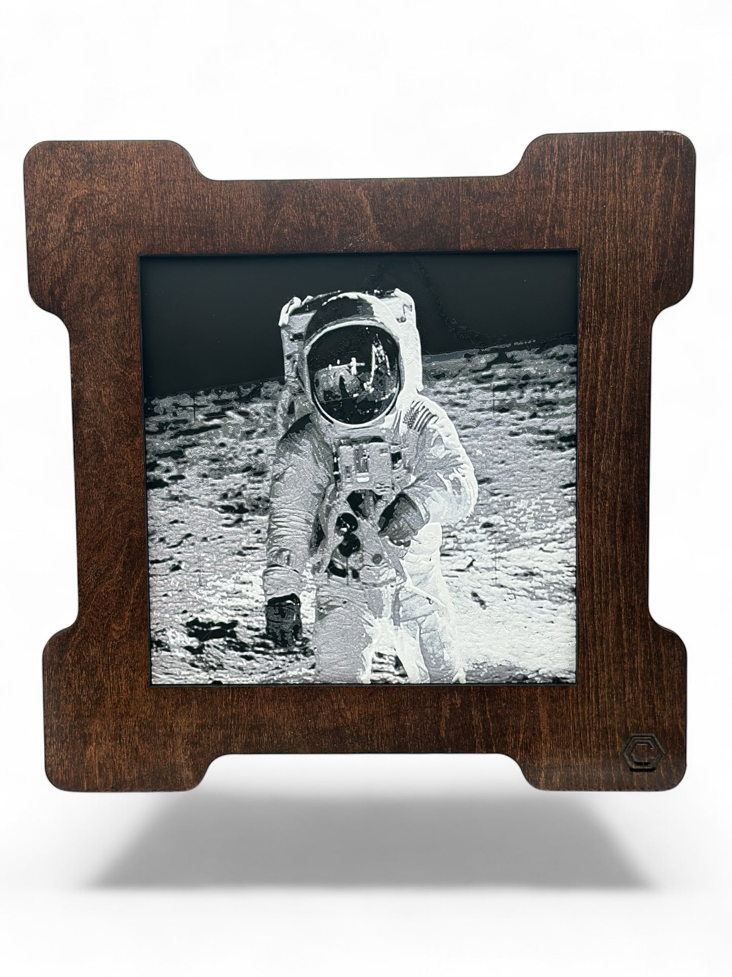 Moon Landing 3D artwork in wood frame