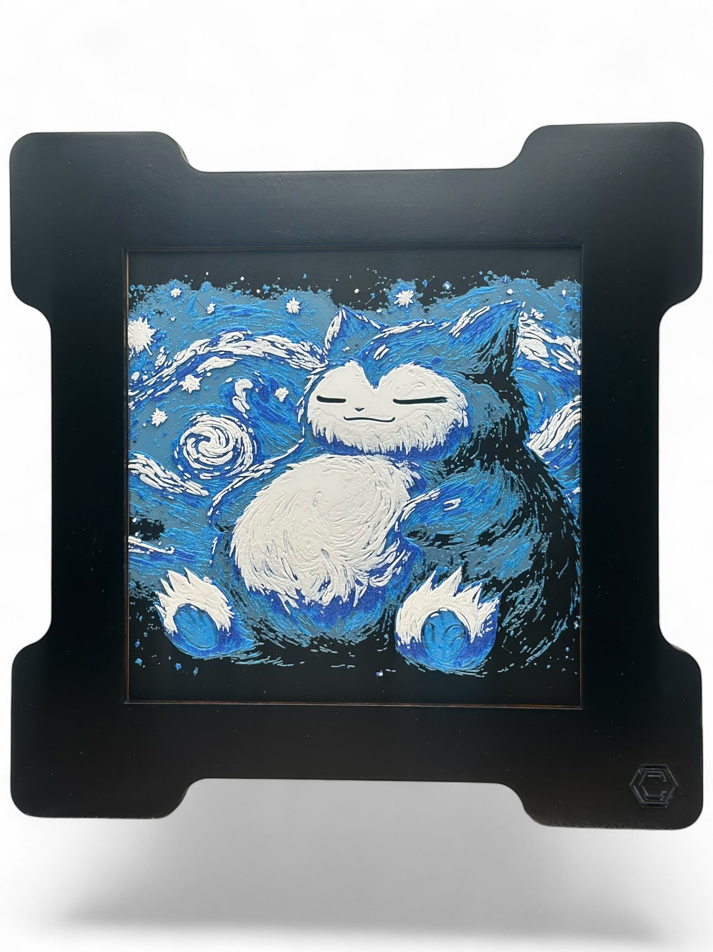 Snorlax 3D artwork in wood frame