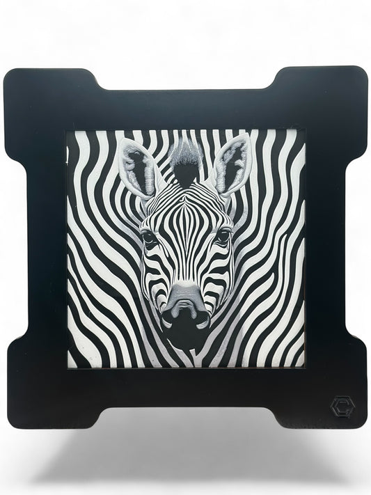 Zebra 3D artwork in wood frame