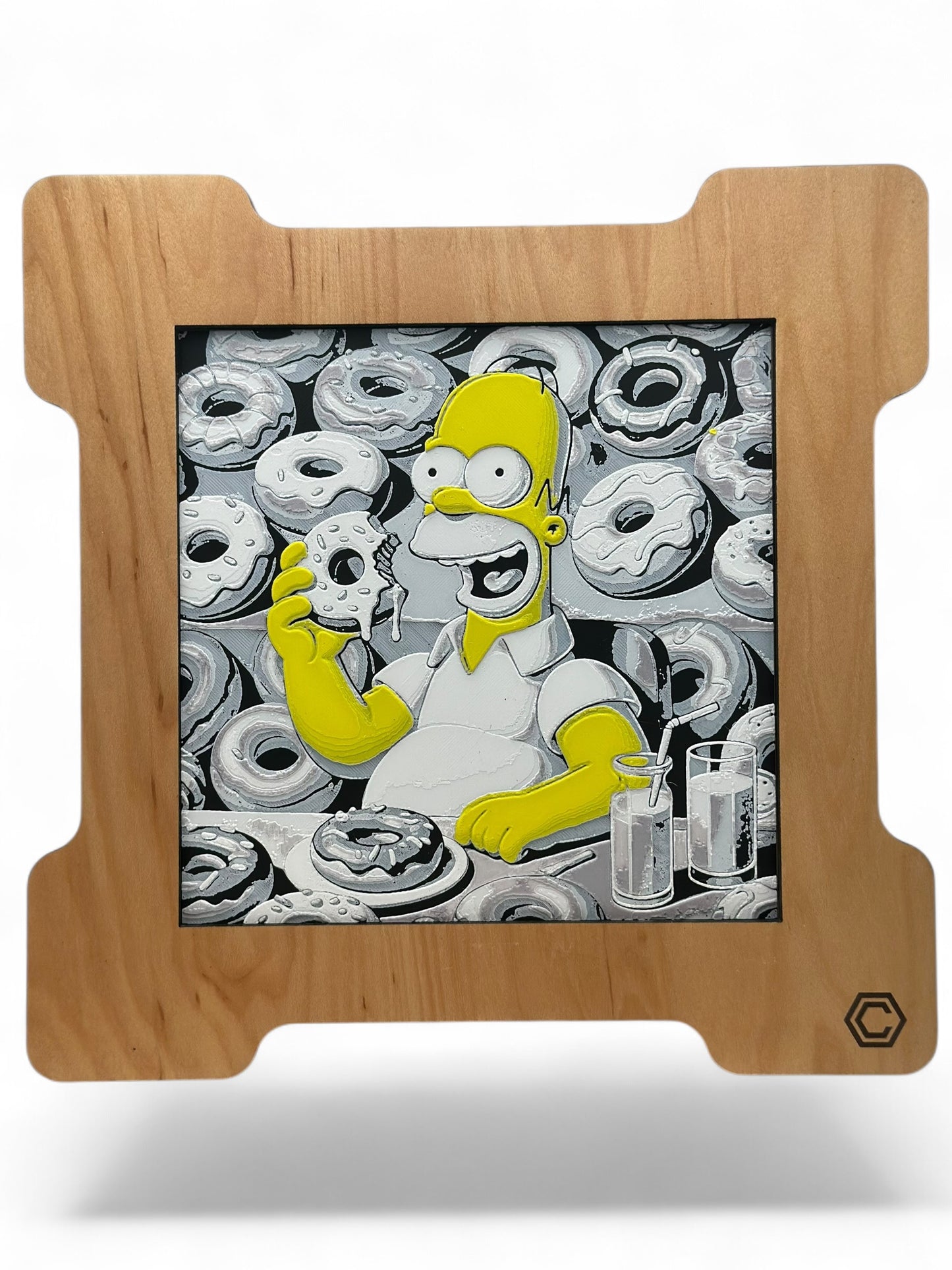 Homer 3D artwork in wood frame