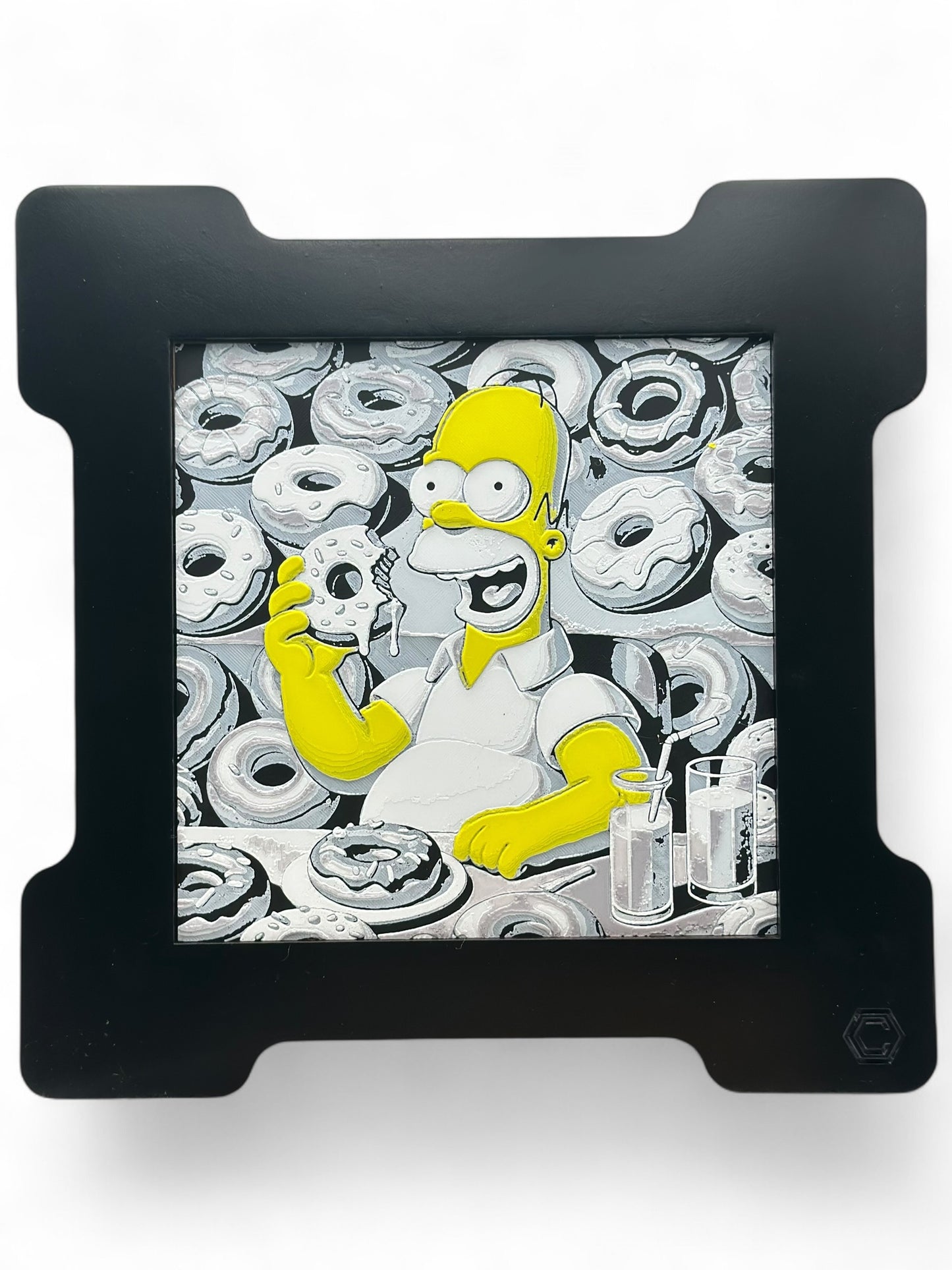 Homer 3D artwork in wood frame