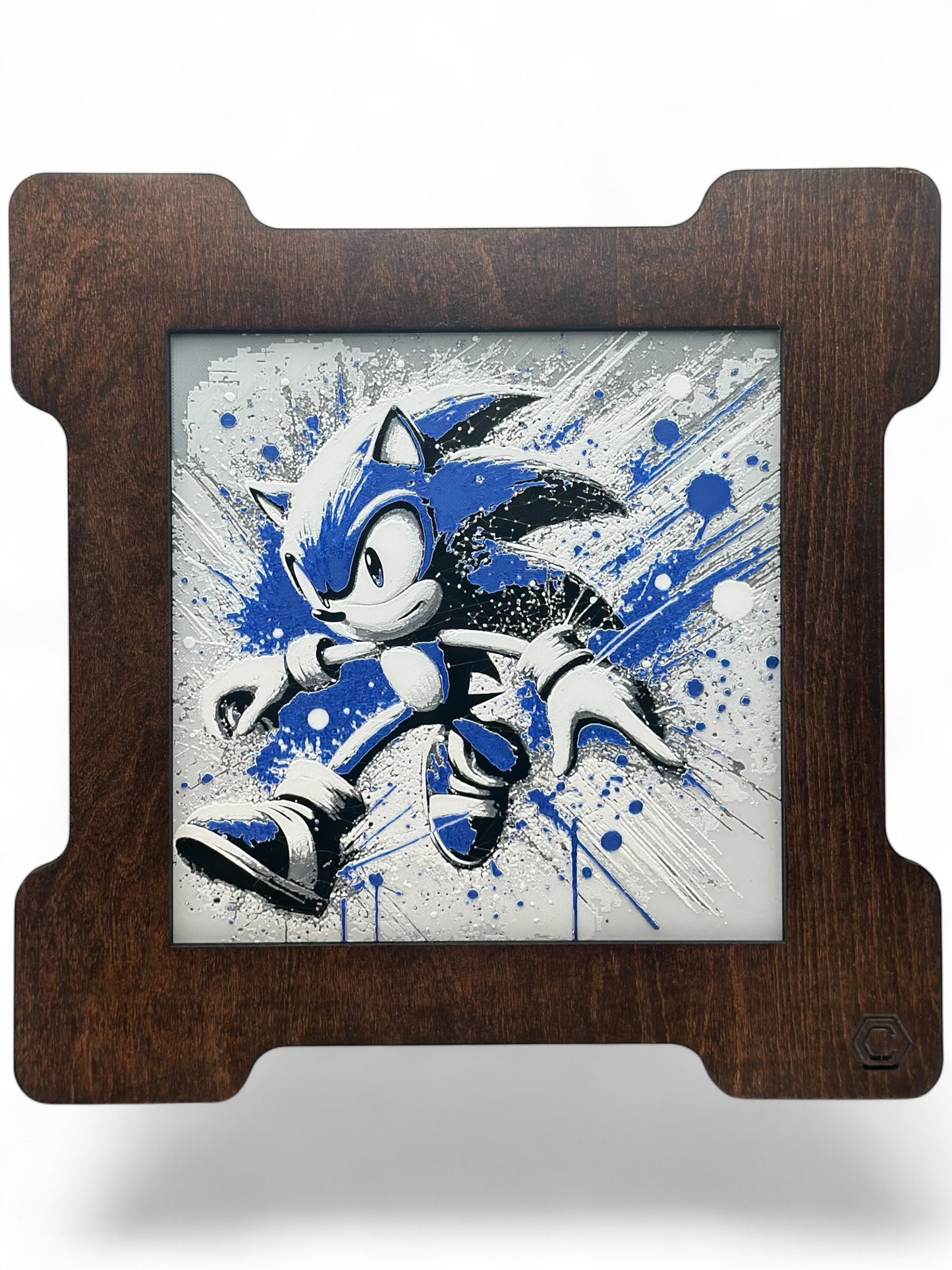 Sonic 3D artwork in wood frame