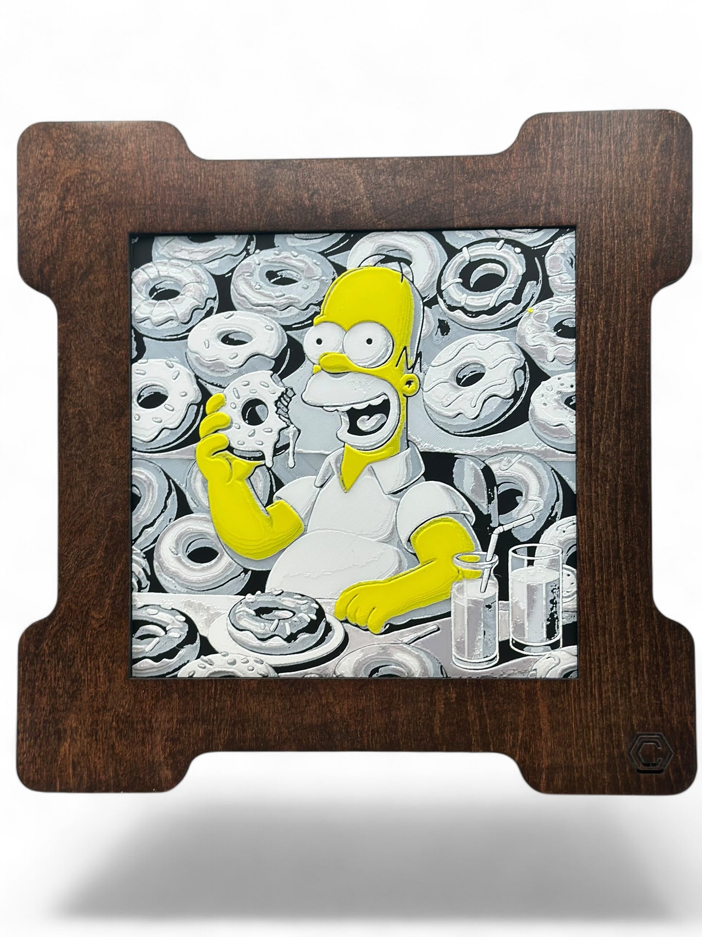 Homer 3D artwork in wood frame
