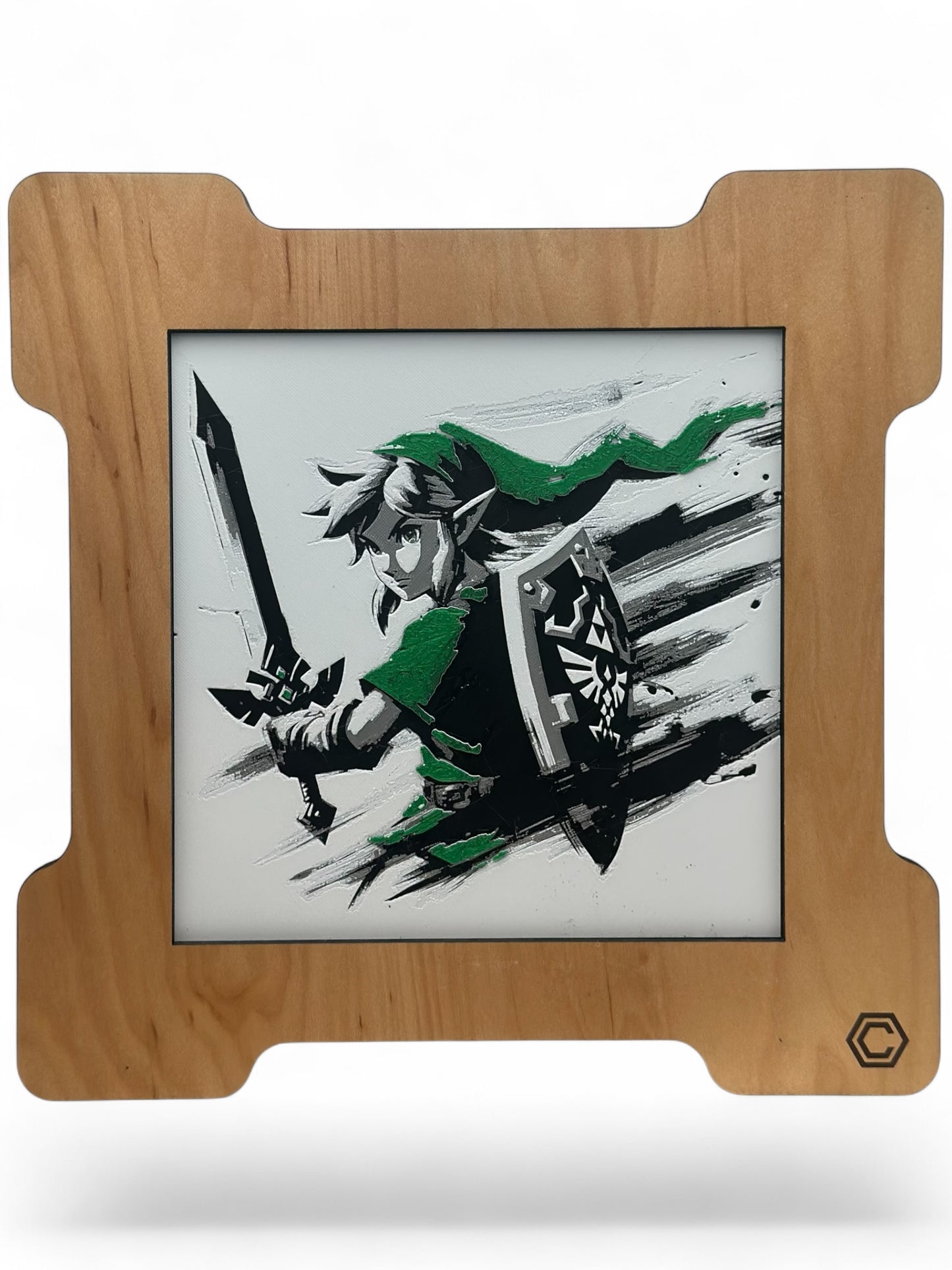 Link 3D artwork in wood frame
