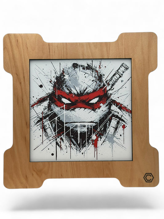 Red Turtle 3D artwork in wood frame