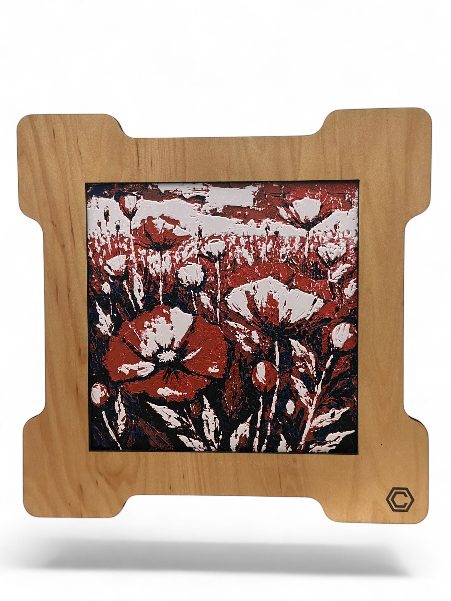 Flower Field 3D artwork in wood frame