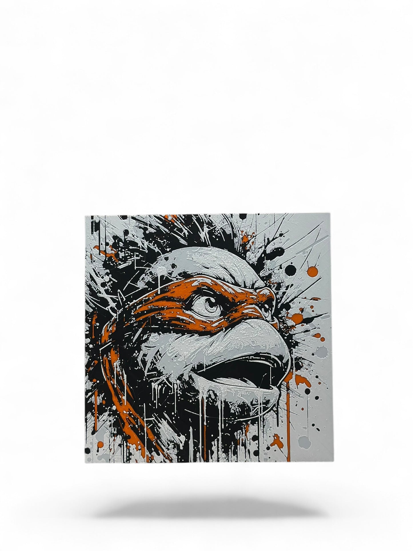 Orange Turtle 3D artwork in wood frame