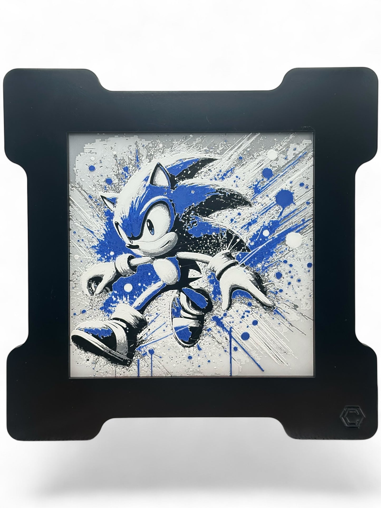 Sonic 3D artwork in wood frame