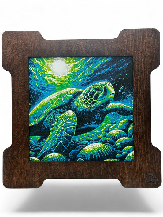 Sea Turtle 3D artwork in wood frame