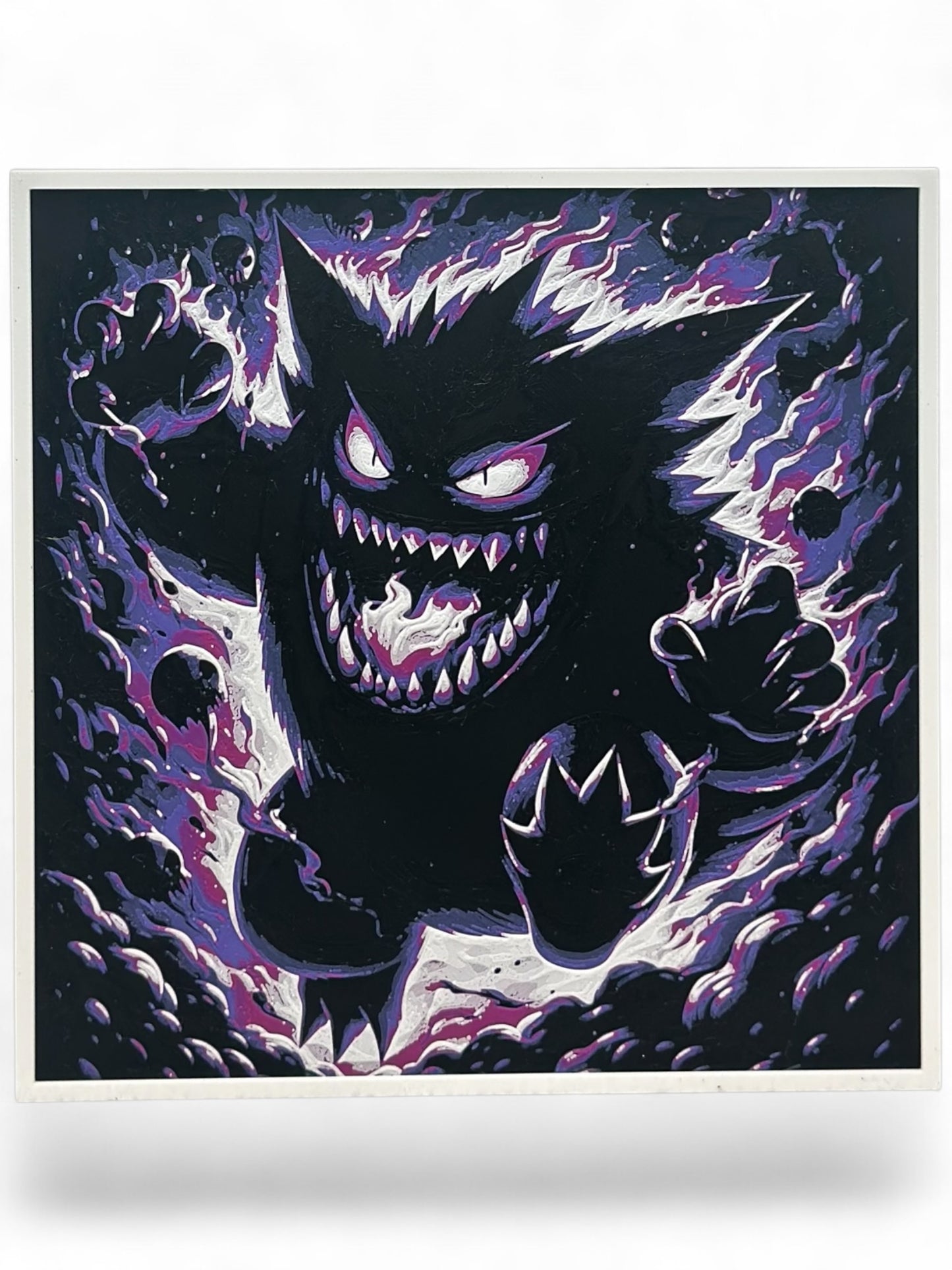 Gengar 3D artwork in wood frame