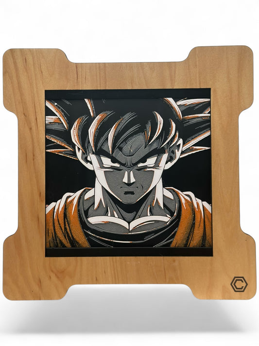 Goku 3D artwork in wood frame