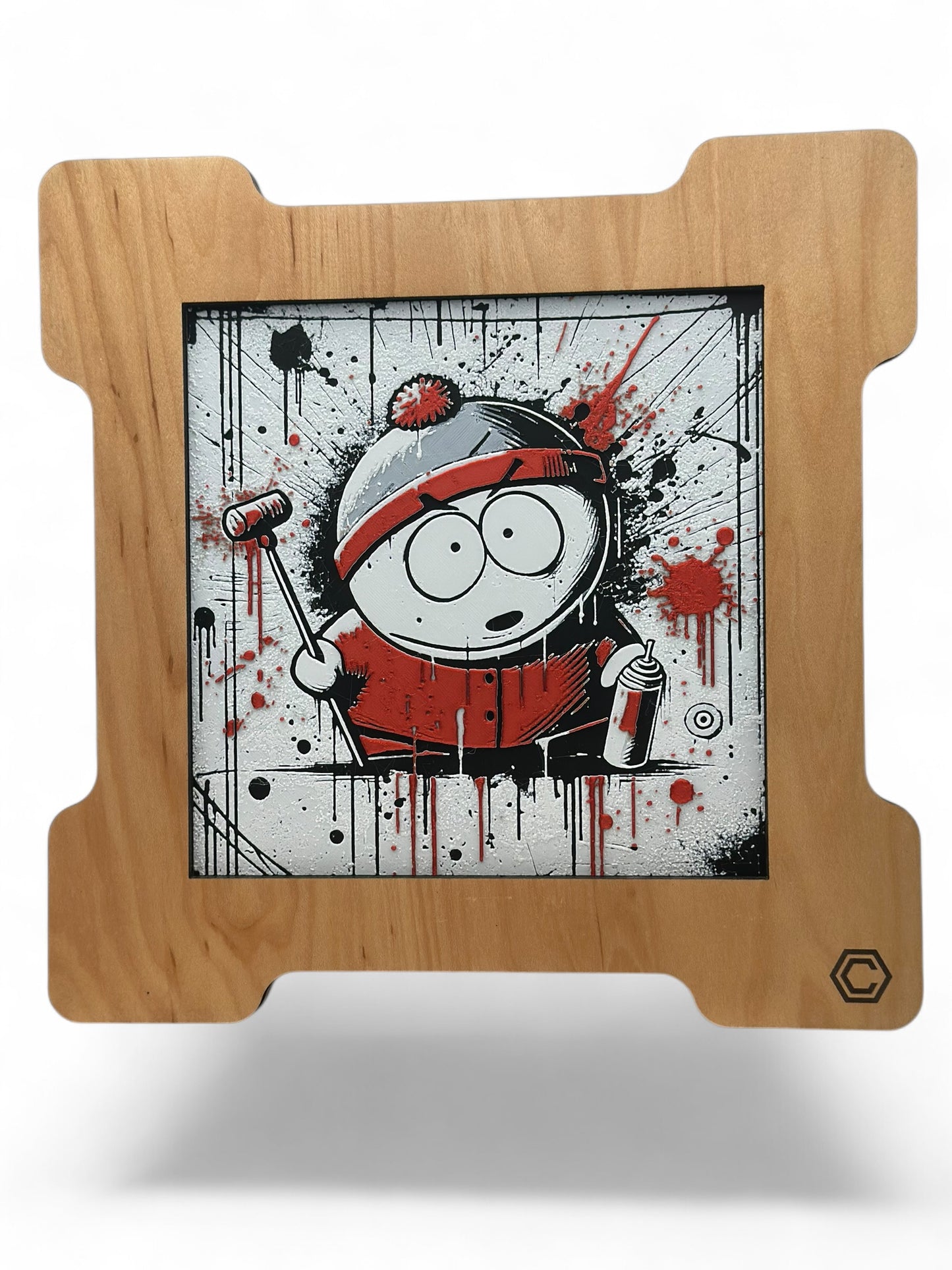 Cartman 3D artwork in wood frame