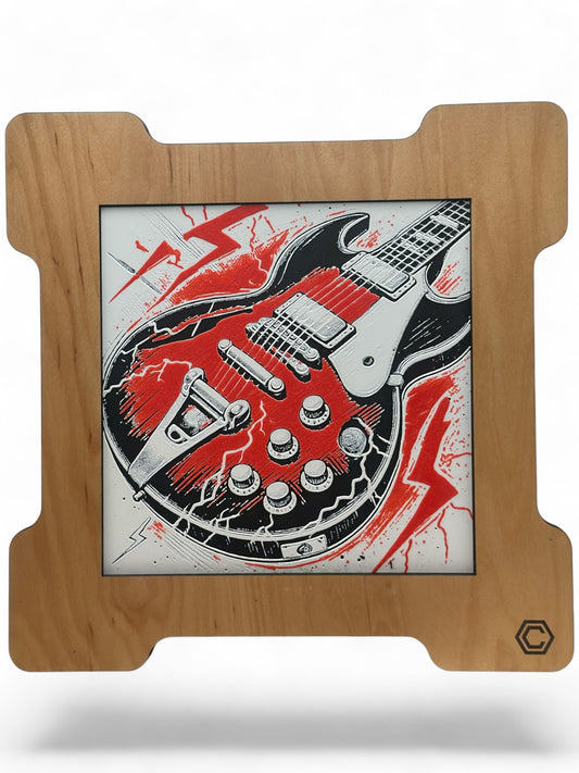 Guitar 3D artwork in wood frame