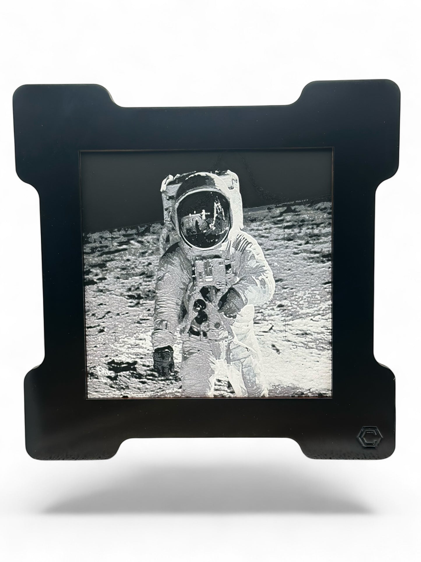 Moon Landing 3D artwork in wood frame