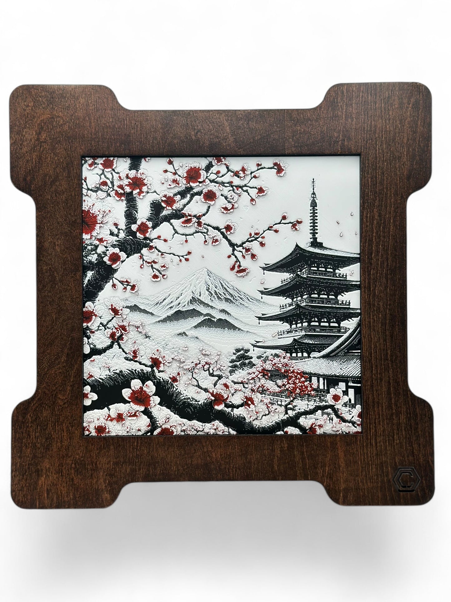 Japanese Cherry Blossom 3D artwork in wood frame