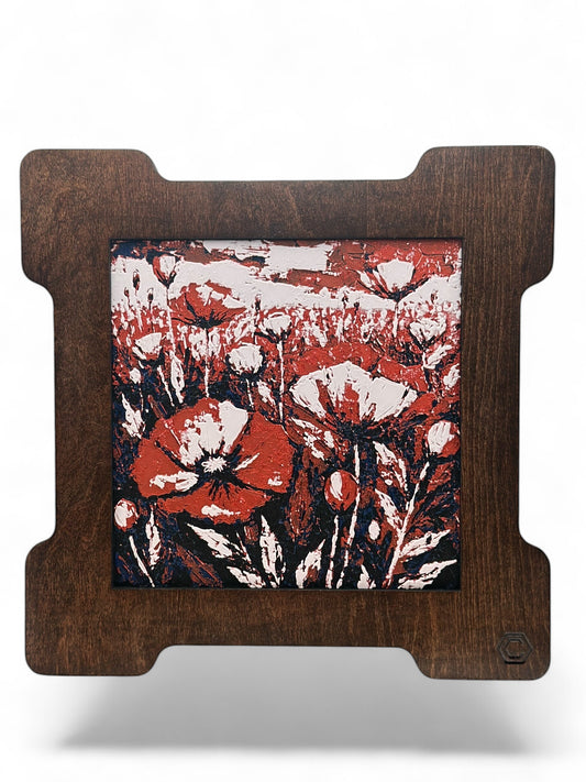 Flower Field 3D artwork in wood frame
