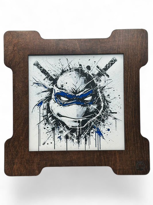 Blue Turtle 3D artwork in wood frame