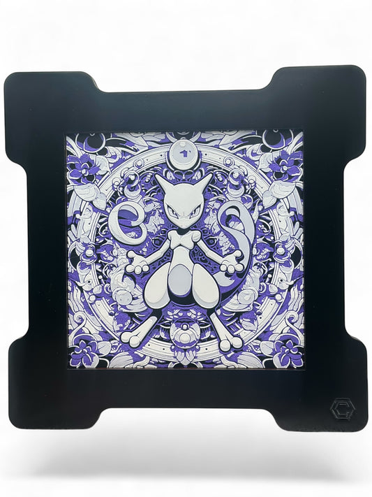 Mewtwo 3D artwork in wood frame
