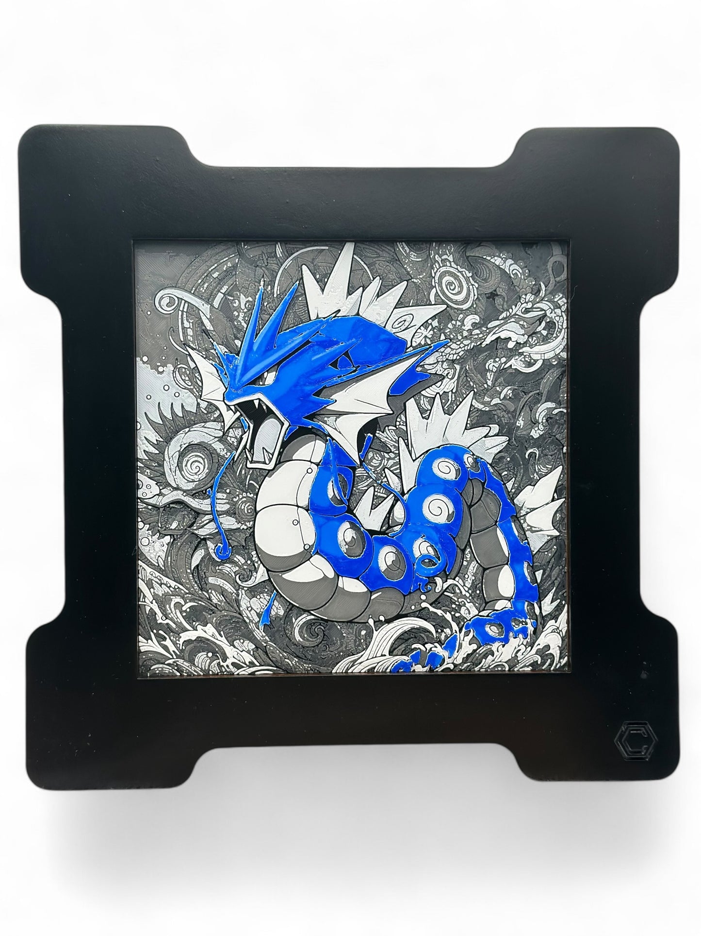 Sea Monster 3D artwork in wood frame