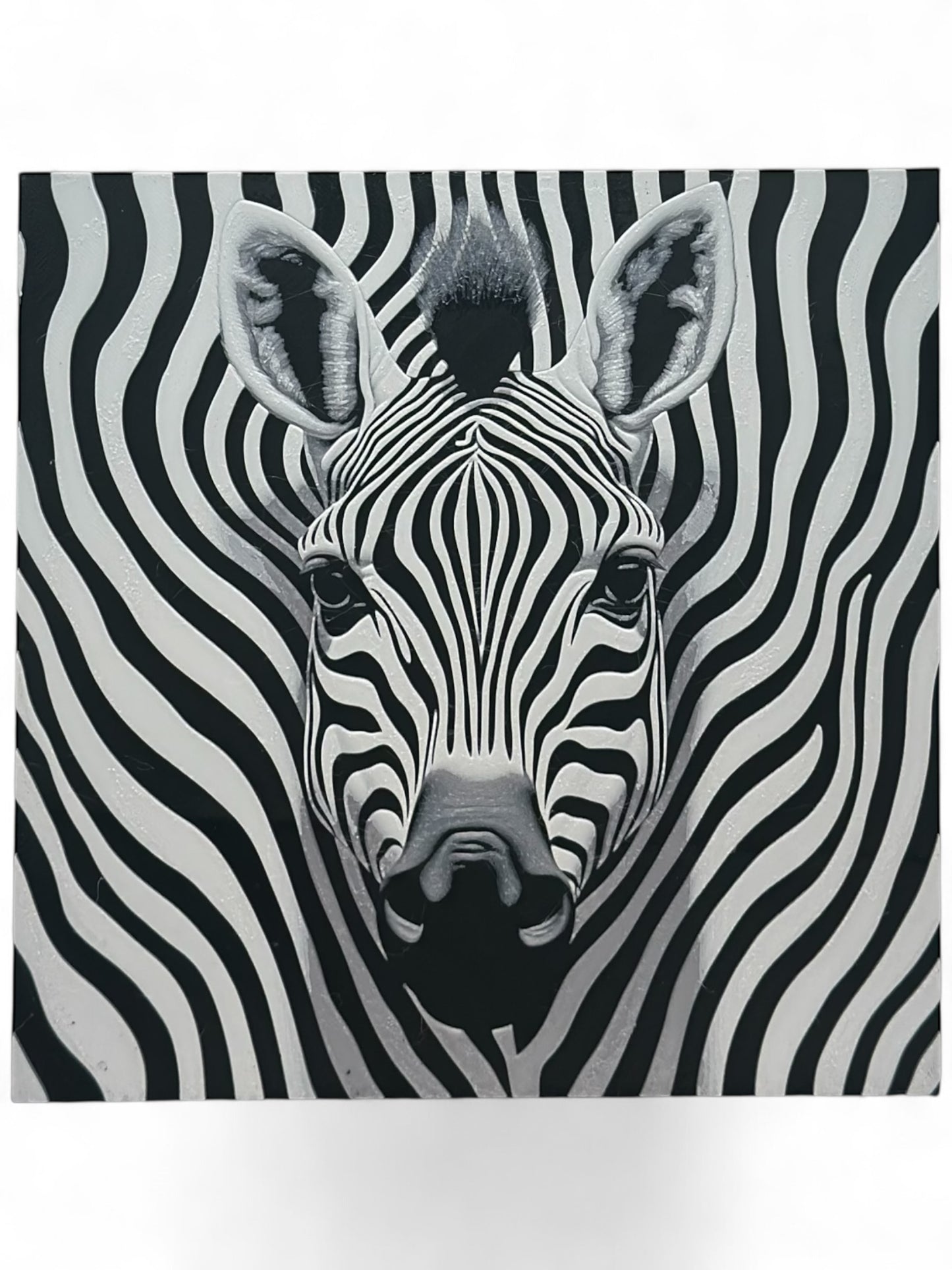 Zebra 3D artwork in wood frame