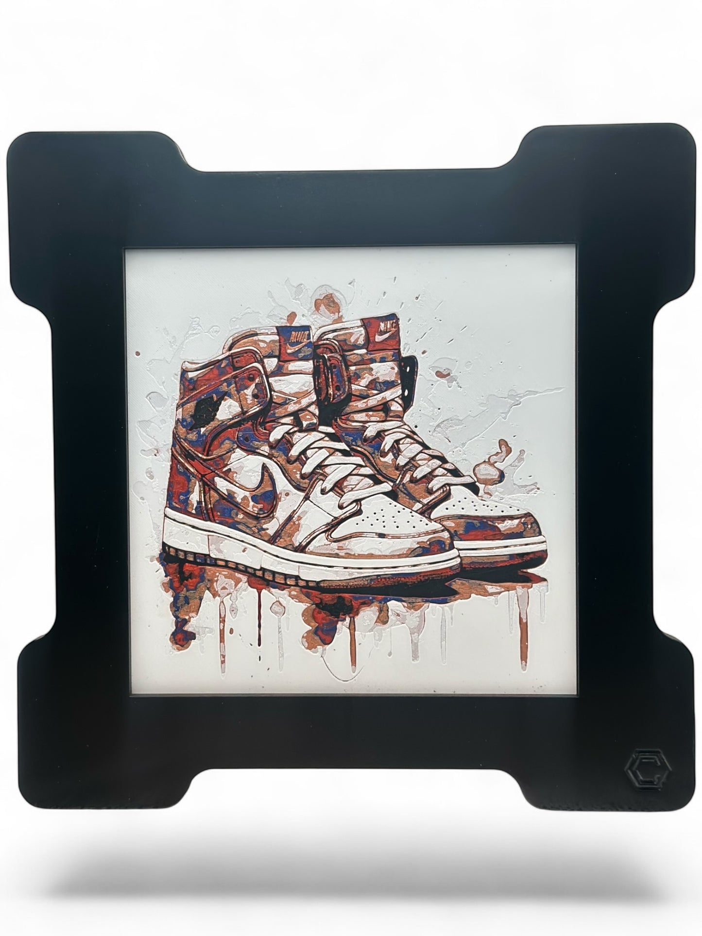 Shoes 3D artwork in wood frame