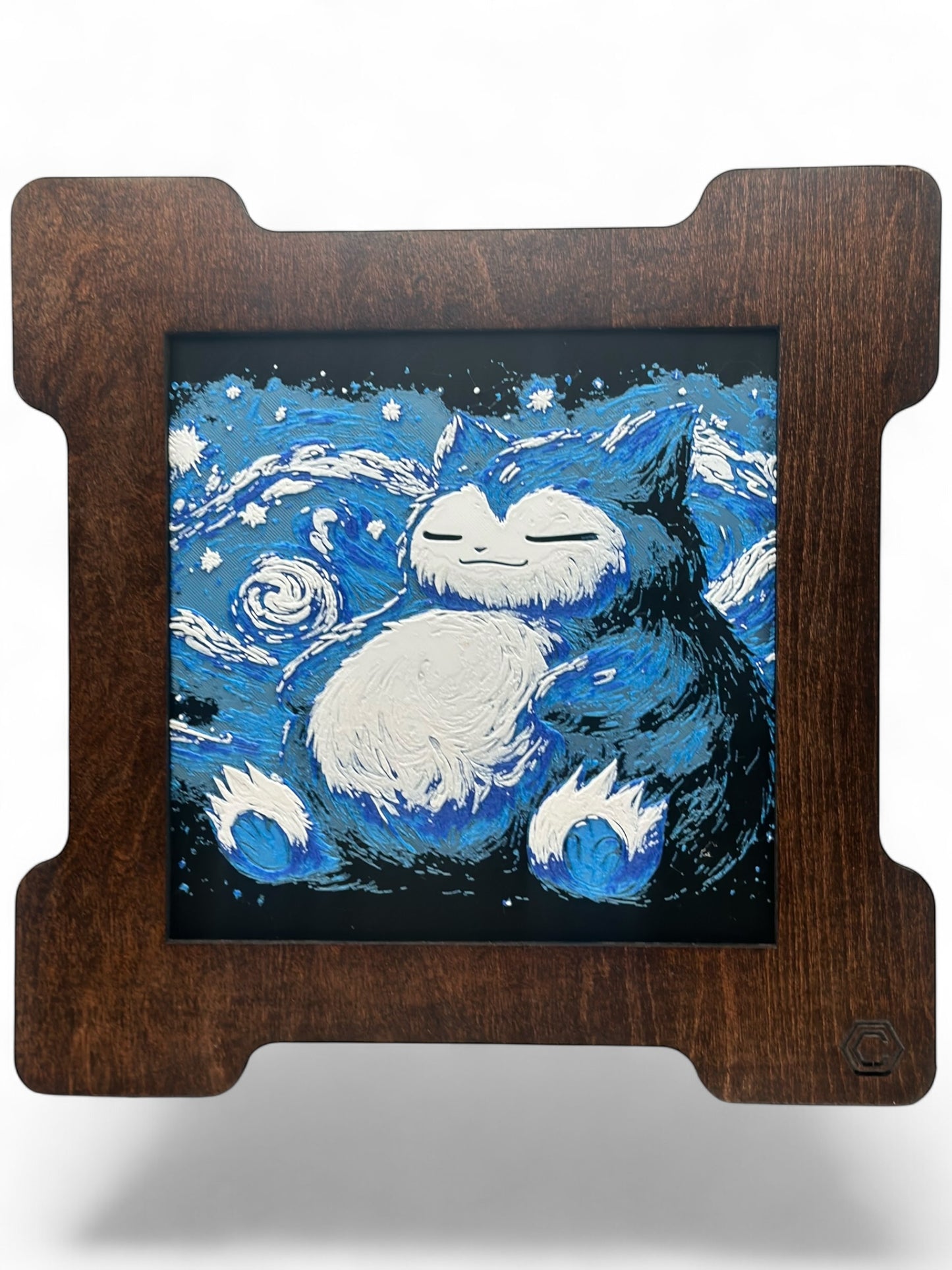 Snorlax 3D artwork in wood frame