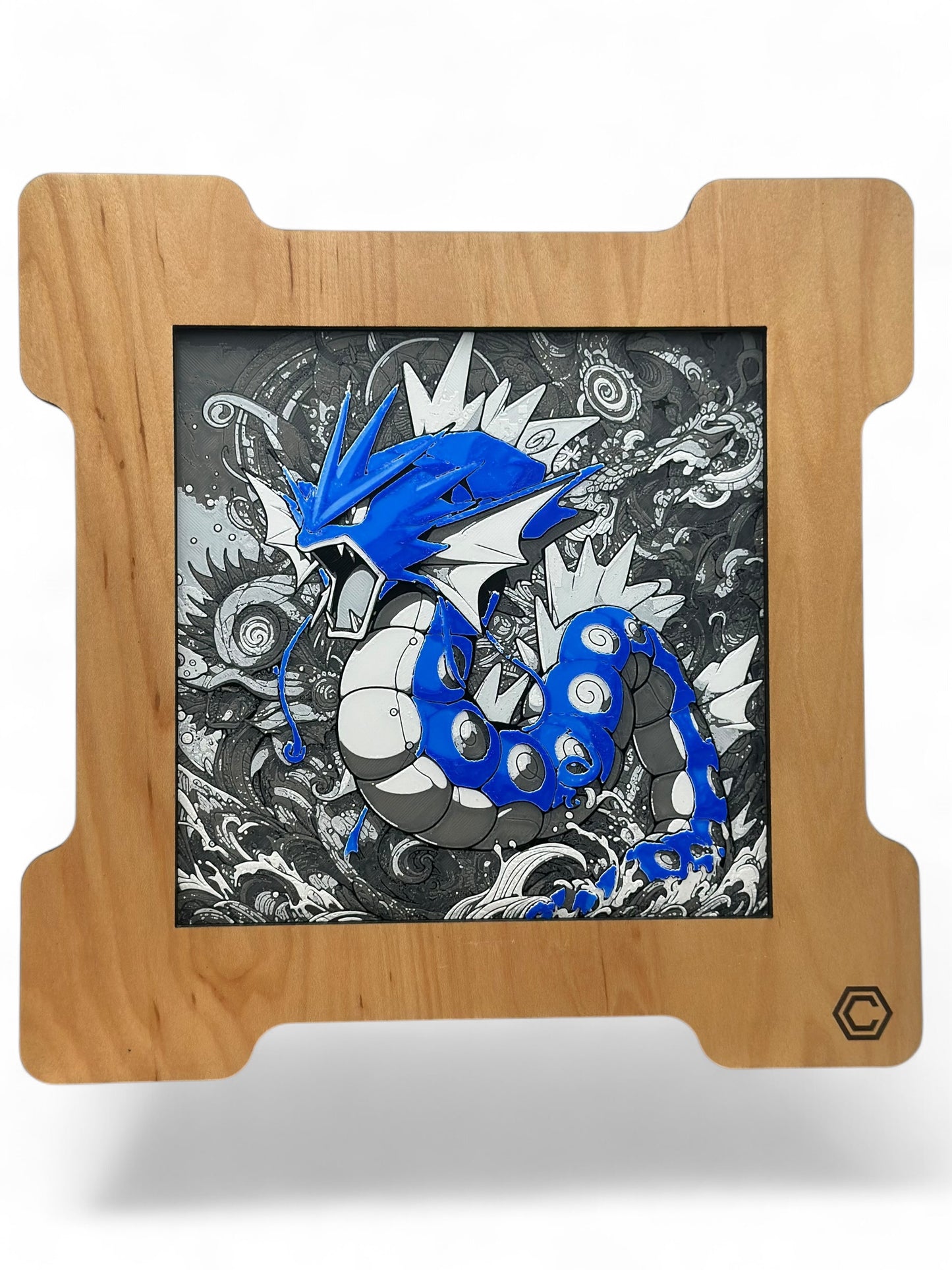 Sea Monster 3D artwork in wood frame