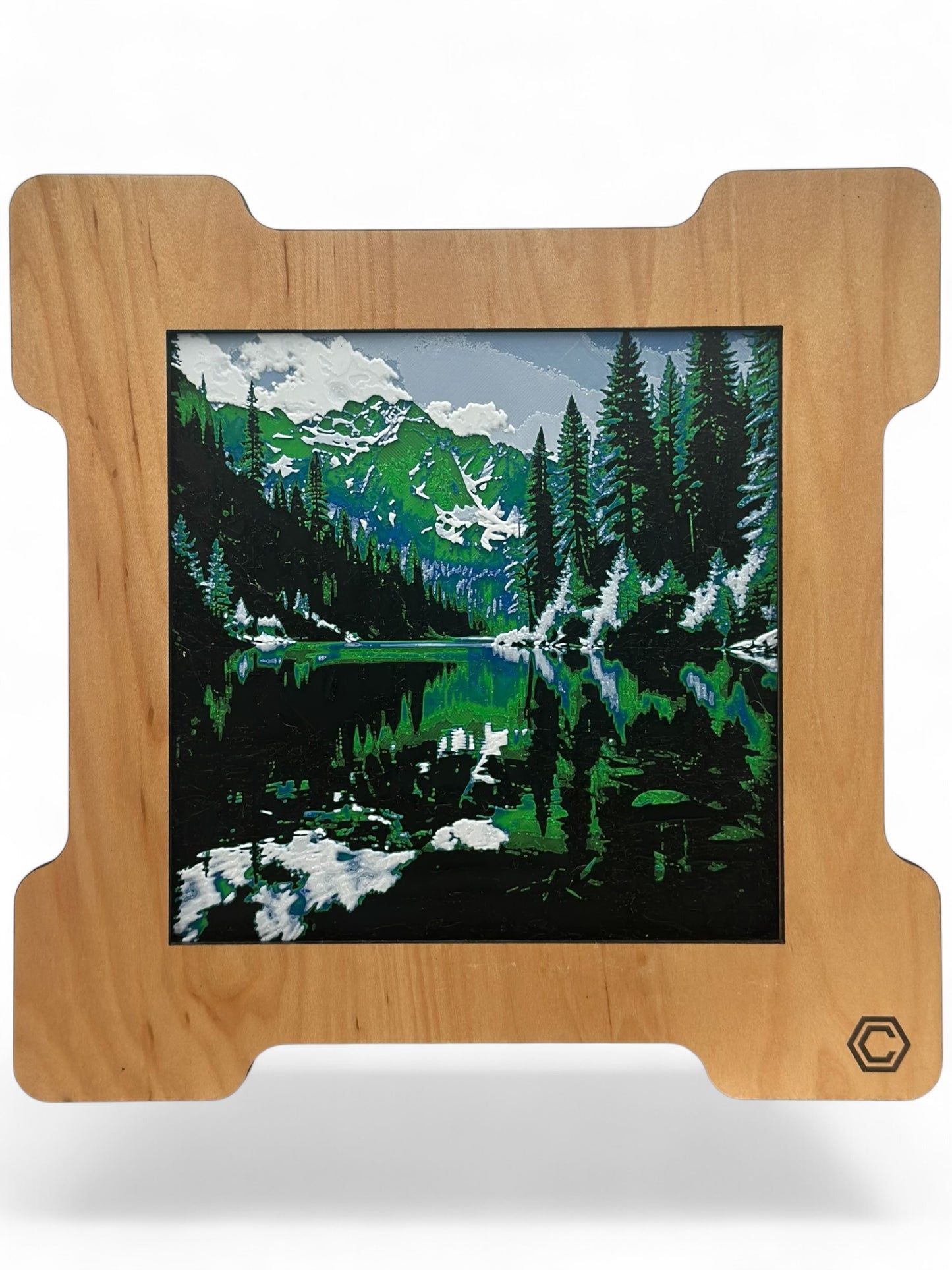 Lake Scenery 3D artwork in wood frame
